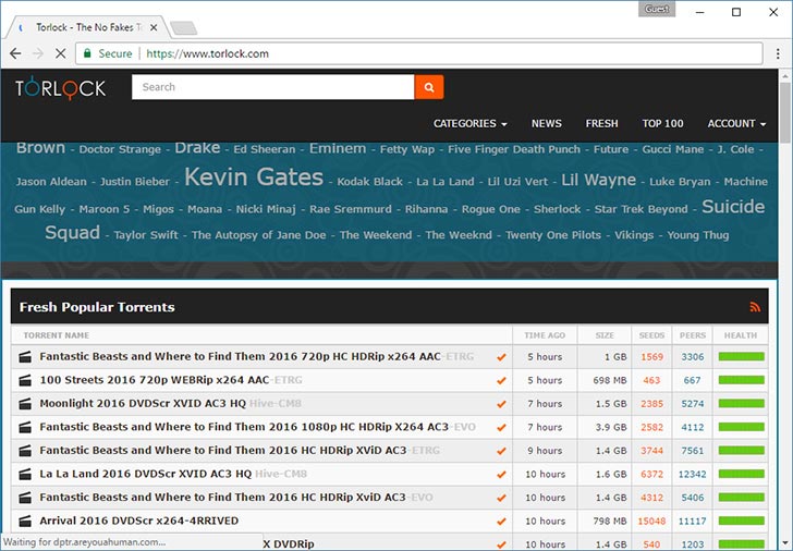 TorLock torrent search website
