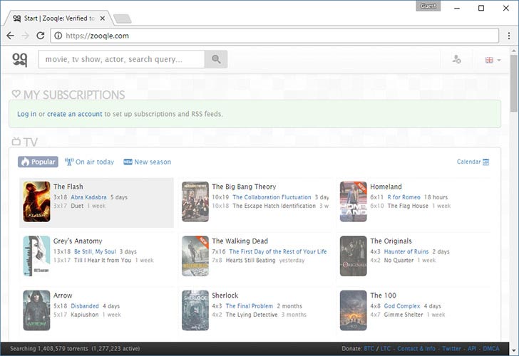 Zooqle TV torrent search site